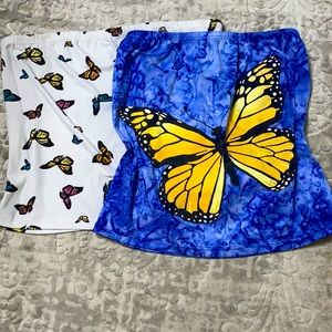 2 Butterfly tube tops